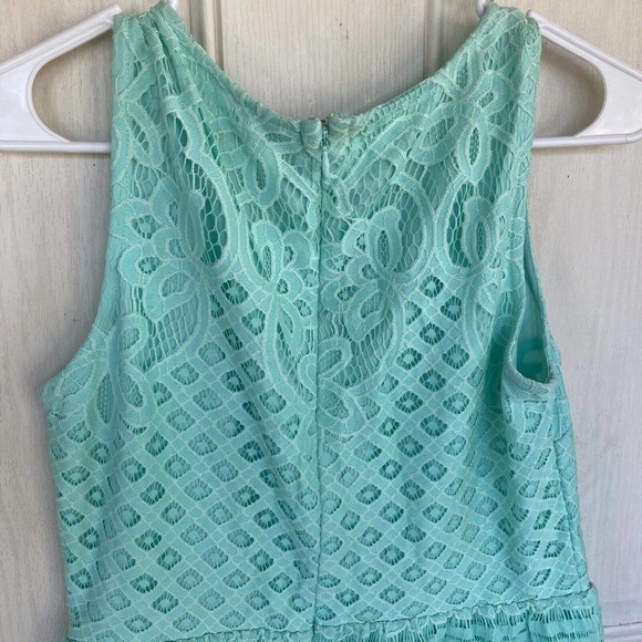 Elle Sheath Dress Sz 6 Mint Green Lace Party Sleeveless Knee Length Summer Fun - Picture 7 of 8